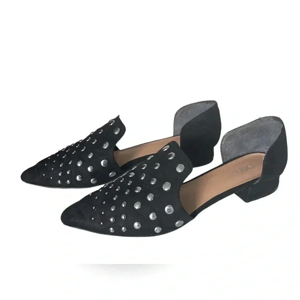 BAR III | Black Closed Back Studded Cansia Pointed Toe Slip On Flats 8.5M (EUC)